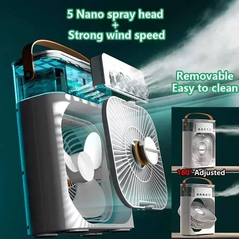 Portable Fan Air Conditioners USB Electric Fan Air Cooler LED Night Light Water Mist Fun 3 in 1 Air Humidifier for Home